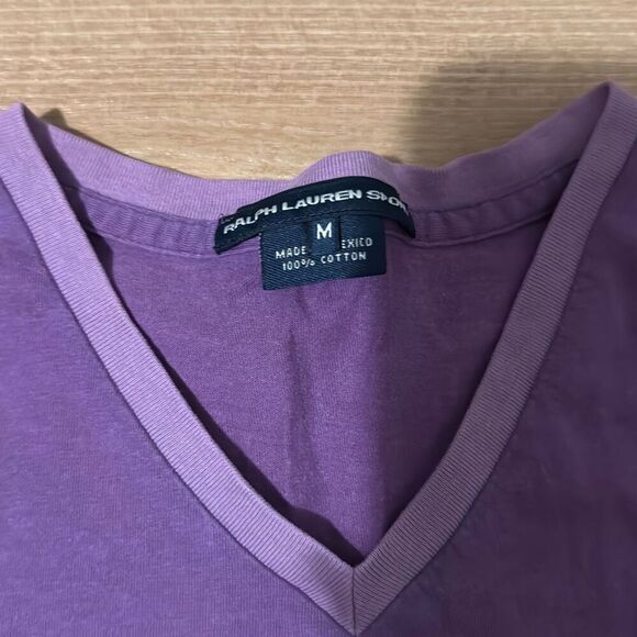 Vintage Ralph Lauren Sport Lavendar Purple 100% Cotton T-Shirt Size Medium with - Picture 2 of 8